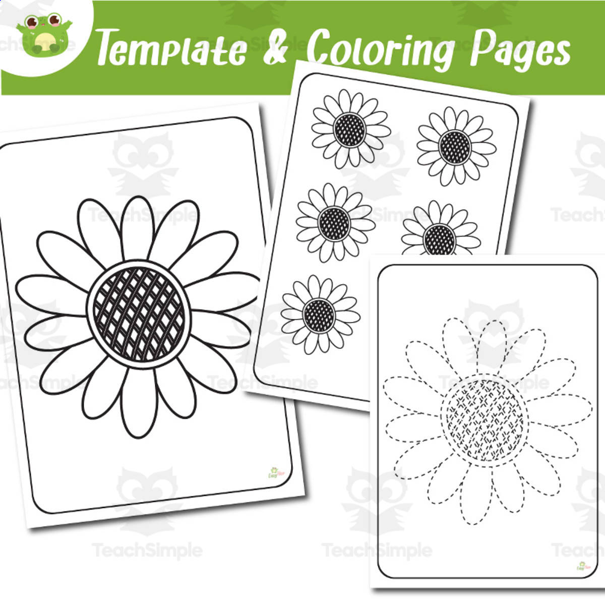An educational teaching resource from EasyHop entitled Sunflower Coloring, Template & Tracing Pages | Nature Printable for Ki downloadable at Teach Simple.