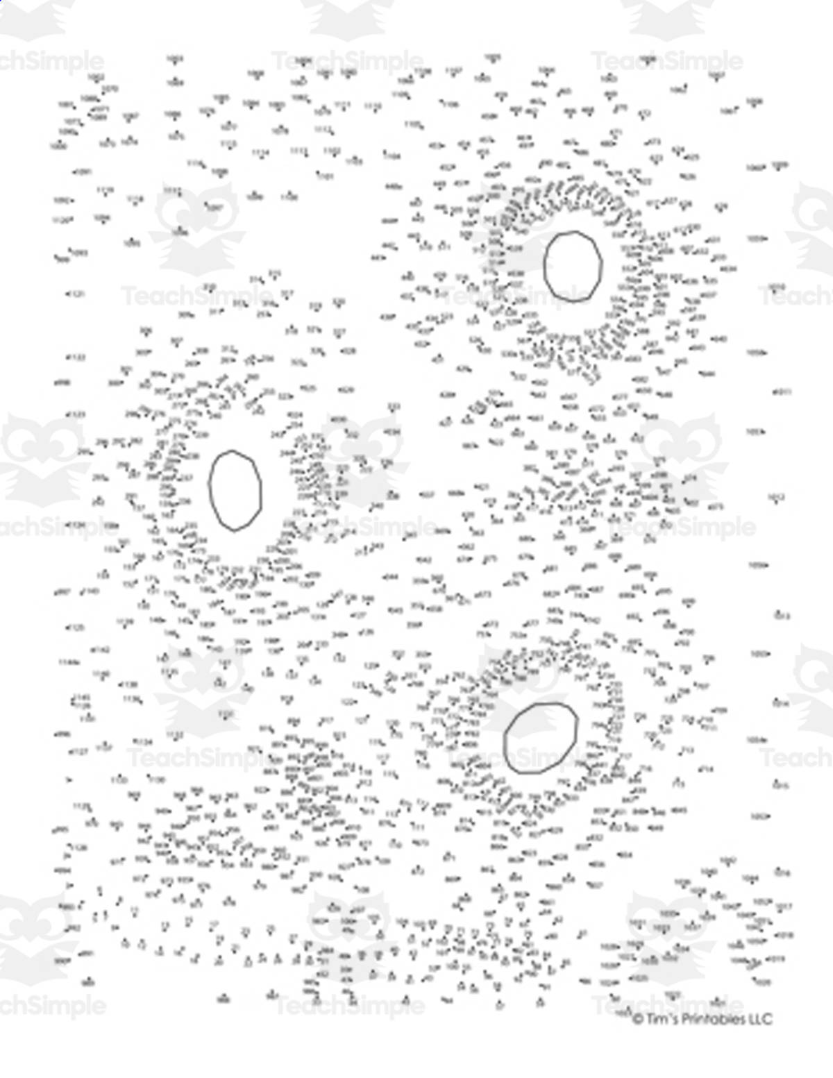 An educational teaching resource from Tim's Printables entitled Sunflower Extreme Difficulty Dot-to-Dot / Connect the Dots PDF downloadable at Teach Simple.