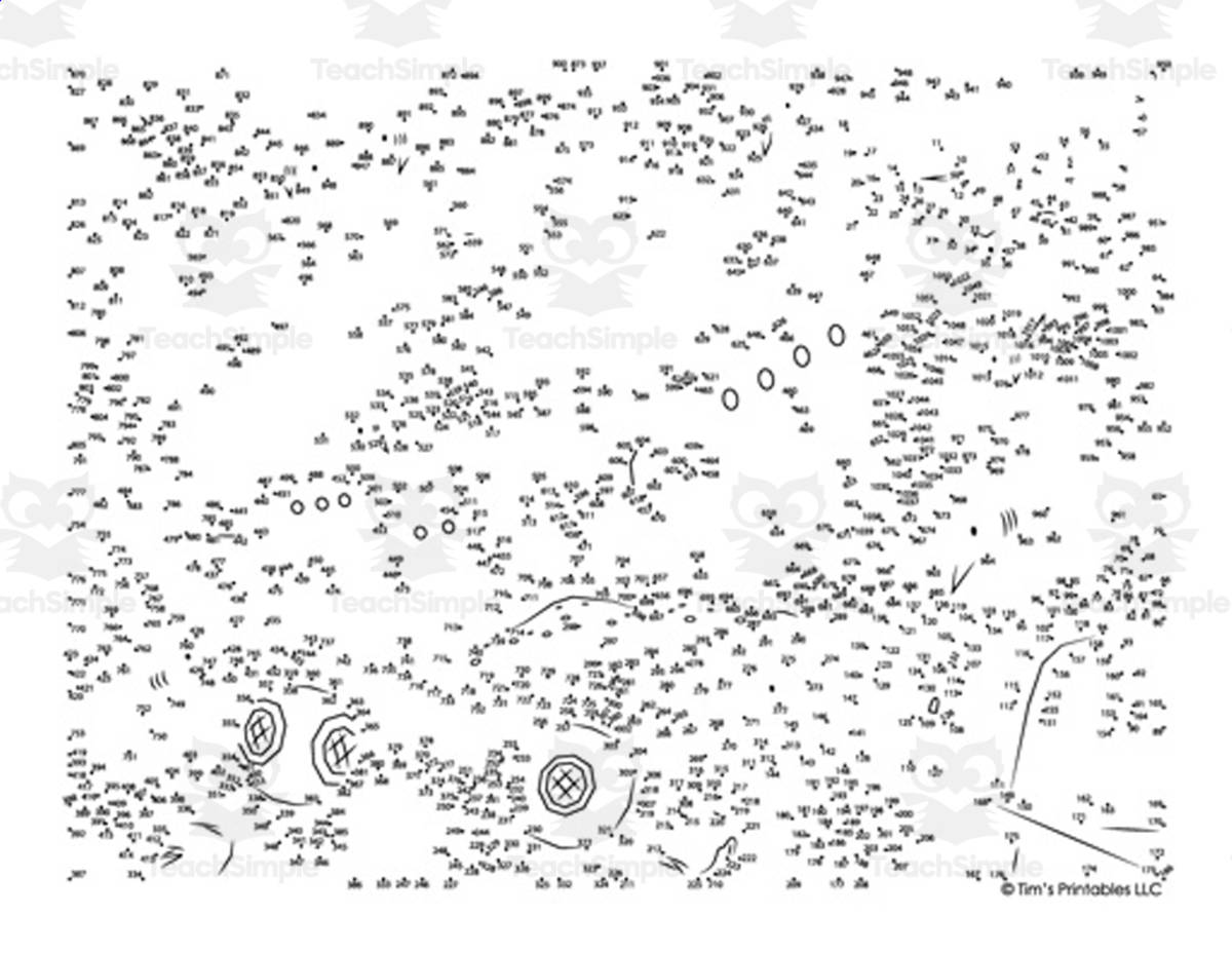 An educational teaching resource from Tim's Printables entitled Sunken Treasure Ship Dot-to-Dot / Connect the Dots PDF downloadable at Teach Simple.