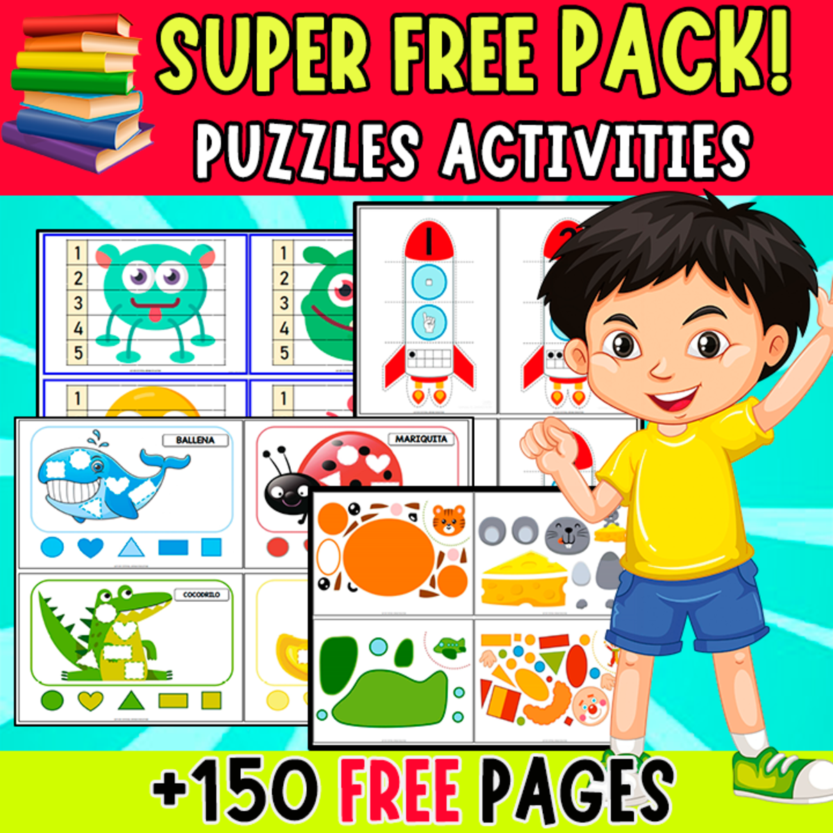 An educational teaching resource from EDITORIAL LAURA EDUCA entitled SUPER BUNDLE PACK | PUZZLES | +150 FREE PAGES downloadable at Teach Simple.