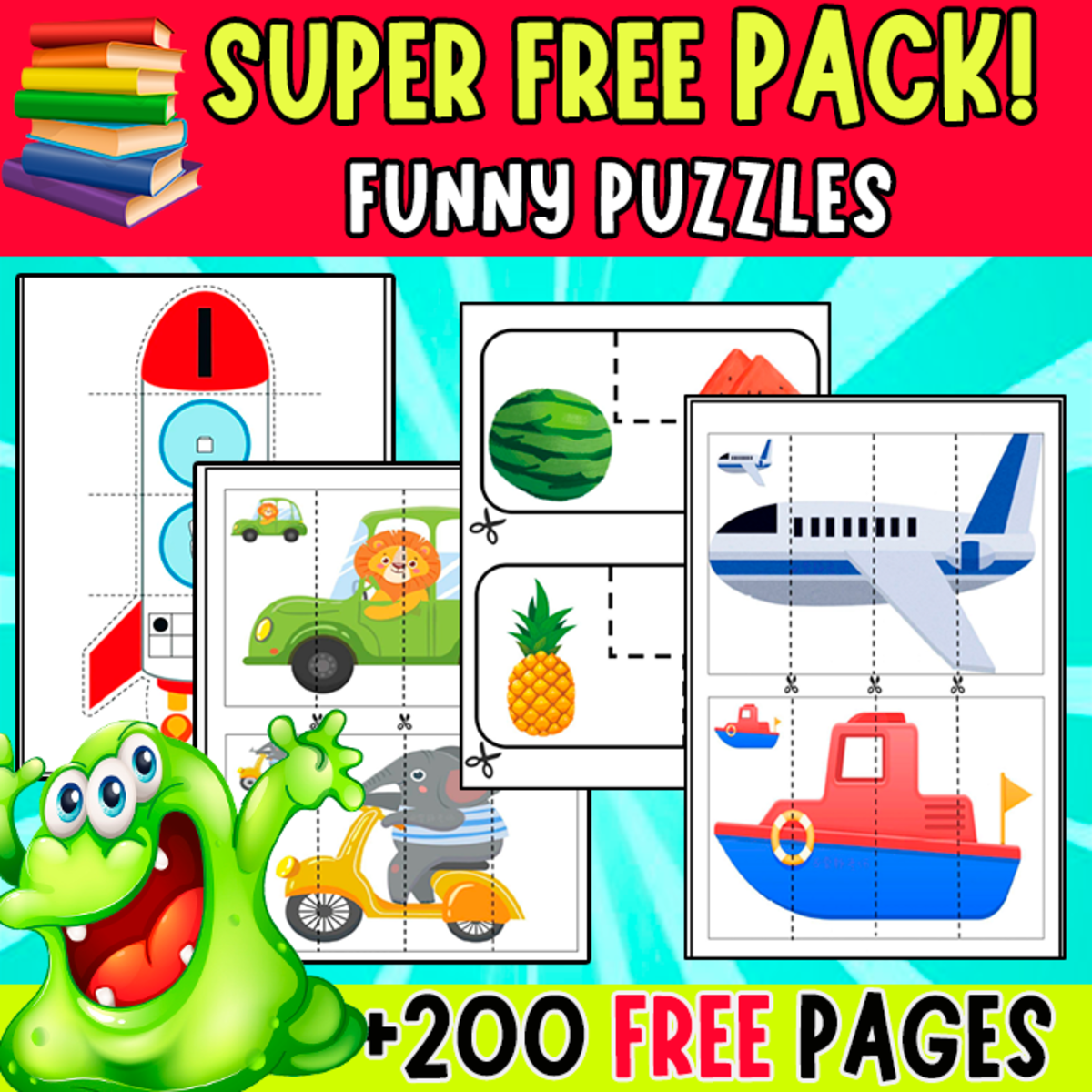An educational teaching resource from EDITORIAL LAURA EDUCA entitled SUPER FREE PACK | FUNNY PUZZLES | +200 PAGES downloadable at Teach Simple.