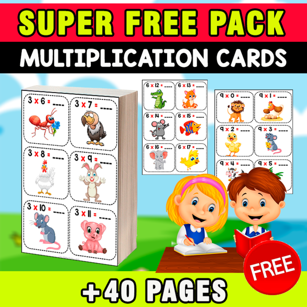 An educational teaching resource from EDITORIAL LAURA EDUCA entitled SUPER FREE PACK | Multiplication Flashcards 1 to 12 downloadable at Teach Simple.