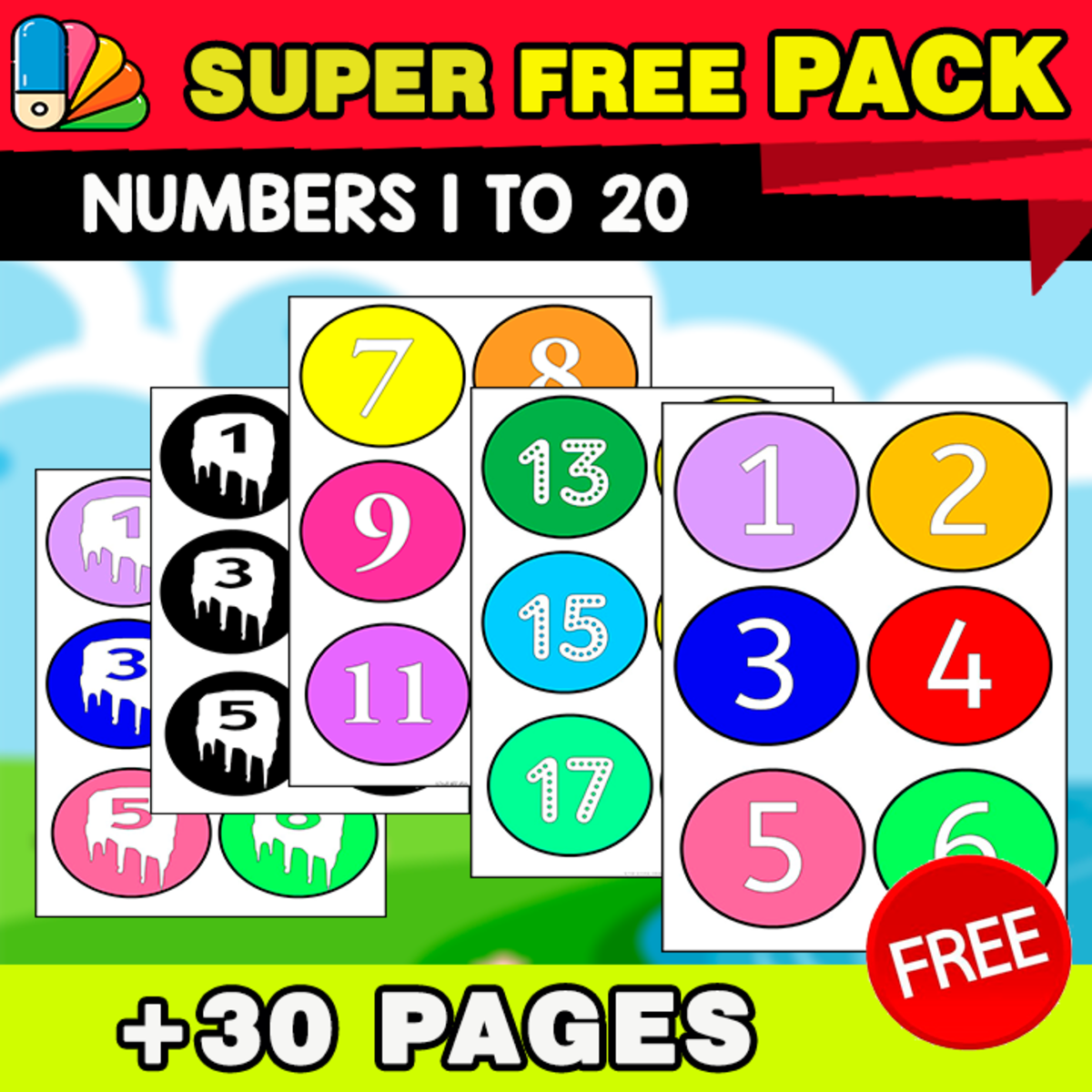 An educational teaching resource from EDITORIAL LAURA EDUCA entitled SUPER FREE PACK | Numbers 1 to 20 | CUT ACTIVITY downloadable at Teach Simple.