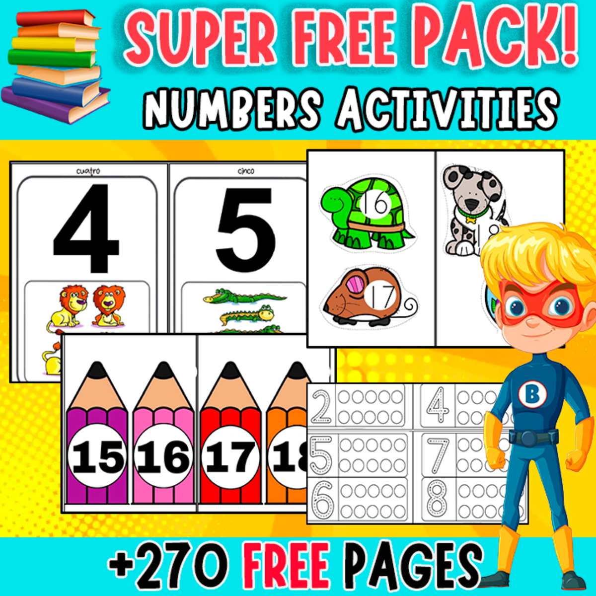An educational teaching resource from EDITORIAL LAURA EDUCA entitled SUPER FREE PACK | NUMBERS ACTIVITIES | 270 PAGES downloadable at Teach Simple.