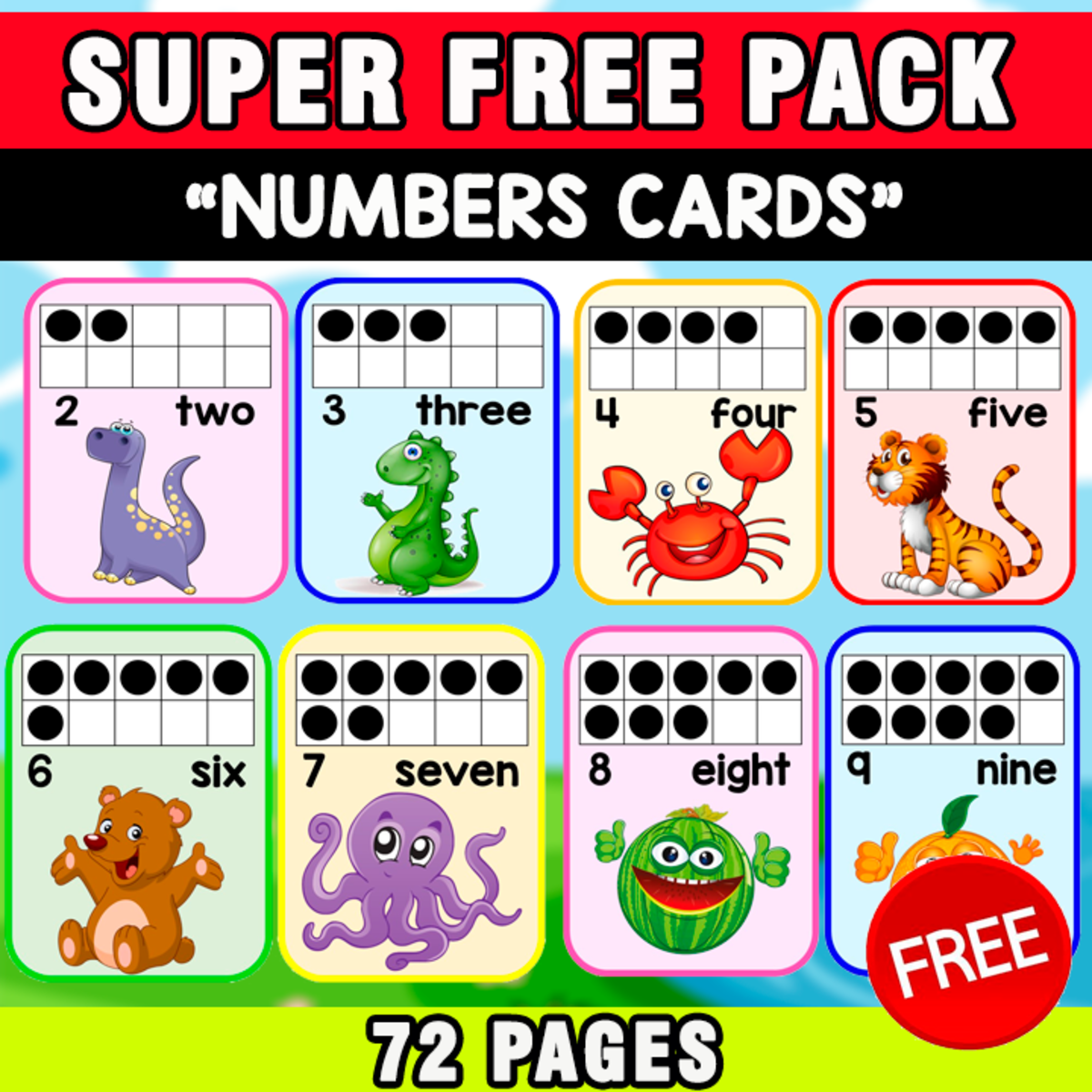 An educational teaching resource from EDITORIAL LAURA EDUCA entitled SUPER FREE PACK | NUMBERS CARDS | 72 PAGES downloadable at Teach Simple.