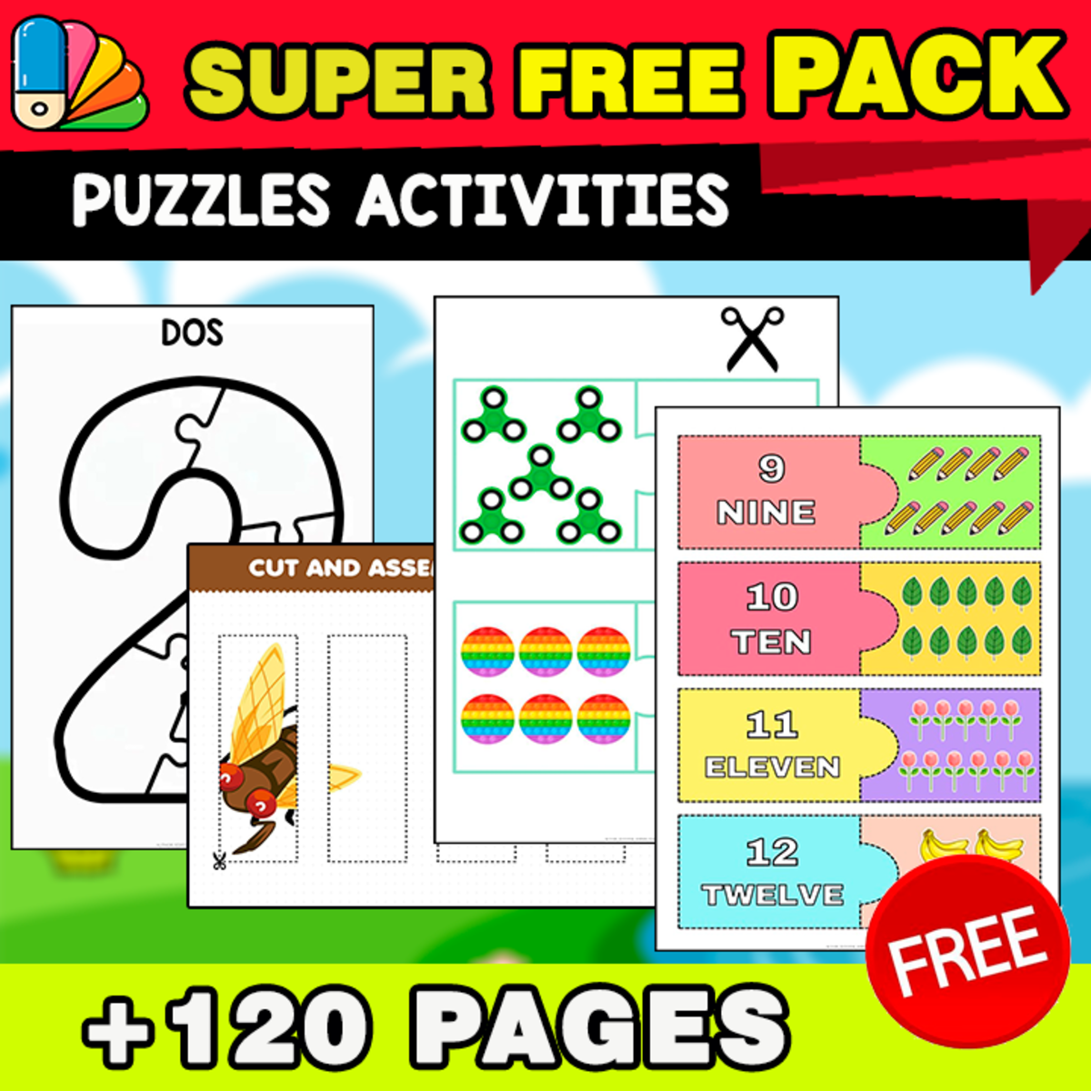 An educational teaching resource from EDITORIAL LAURA EDUCA entitled SUPER FREE PACK | Puzzles Activities | 150 PAGES downloadable at Teach Simple.