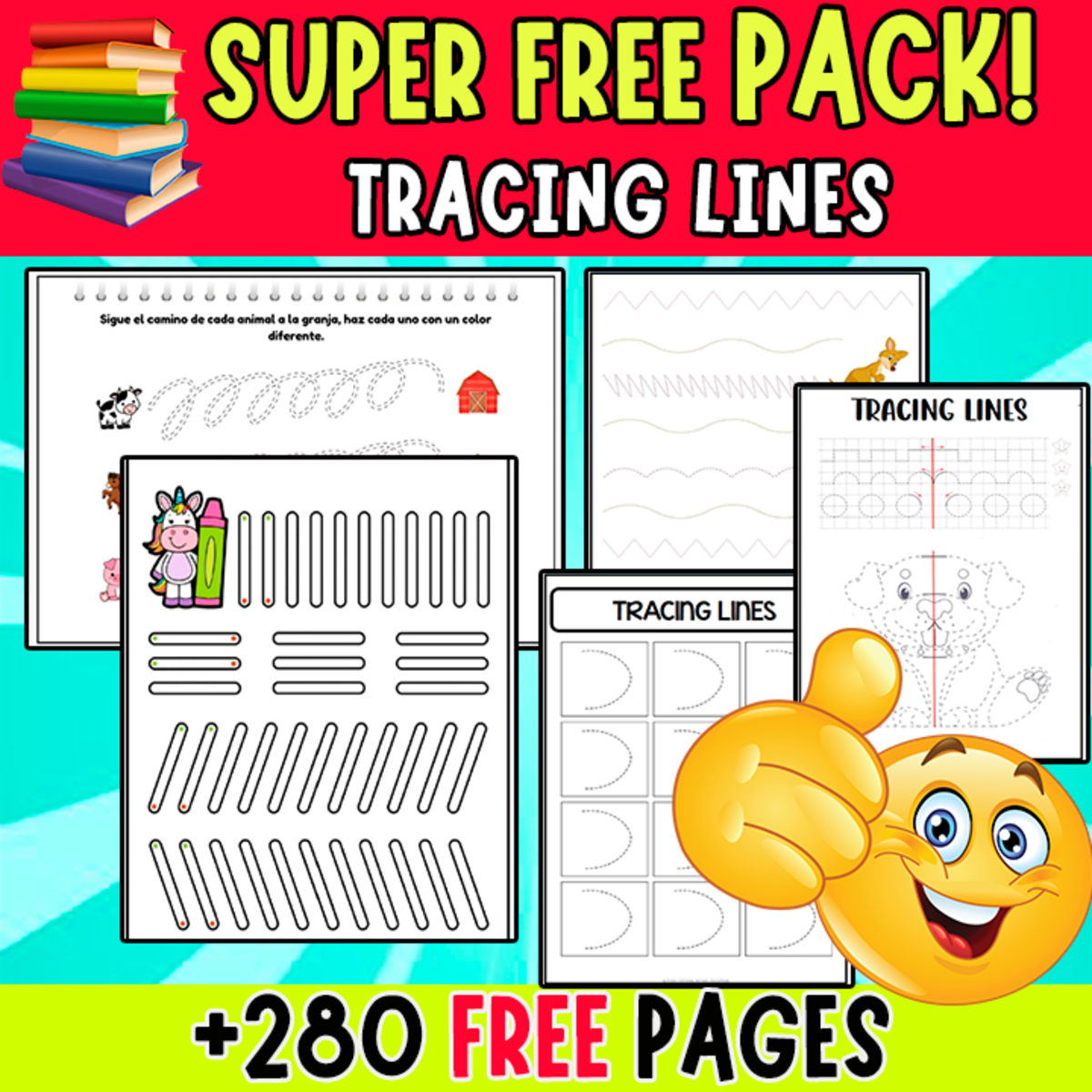 An educational teaching resource from EDITORIAL LAURA EDUCA entitled SUPER FREE PACK | TRACING ACTIVITIES | +280 PAGES downloadable at Teach Simple.