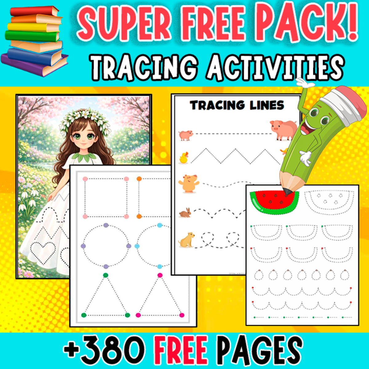 An educational teaching resource from EDITORIAL LAURA EDUCA entitled SUPER FREE PACK | TRACING ACTIVITIES FOR KIDS | 380 PAGES downloadable at Teach Simple.