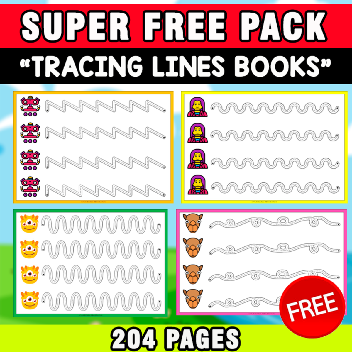 An educational teaching resource from EDITORIAL LAURA EDUCA entitled SUPER FREE PACK | TRACING LINES | 204 PAGES downloadable at Teach Simple.