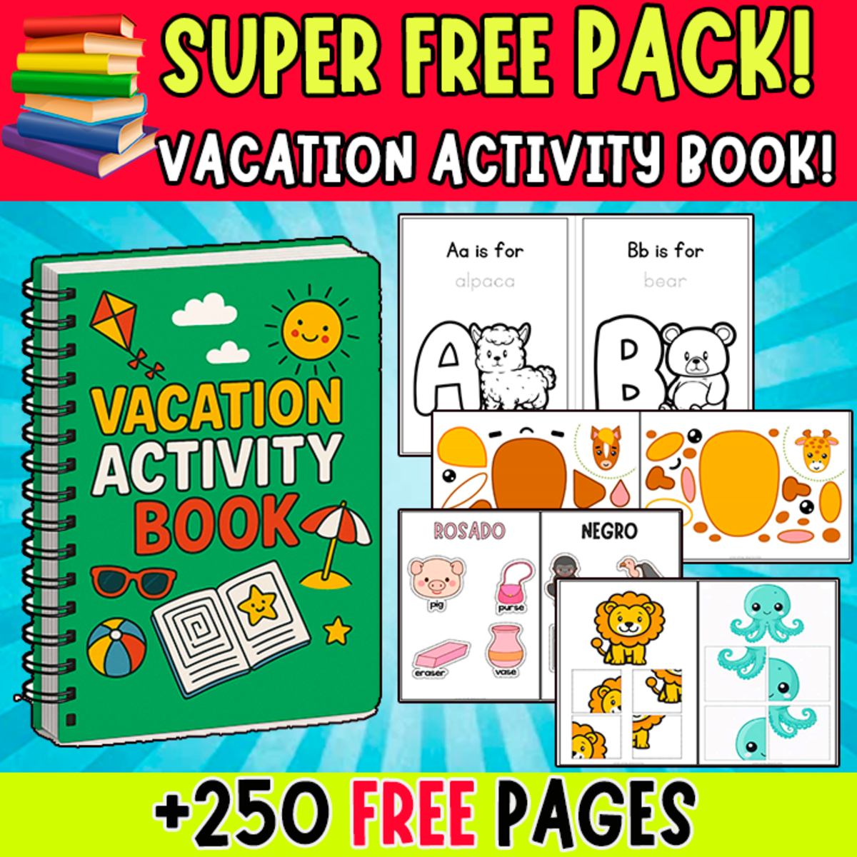 An educational teaching resource from EDITORIAL LAURA EDUCA entitled SUPER PACK OF ACTIVITIES | Vacation Book for KIDS downloadable at Teach Simple.