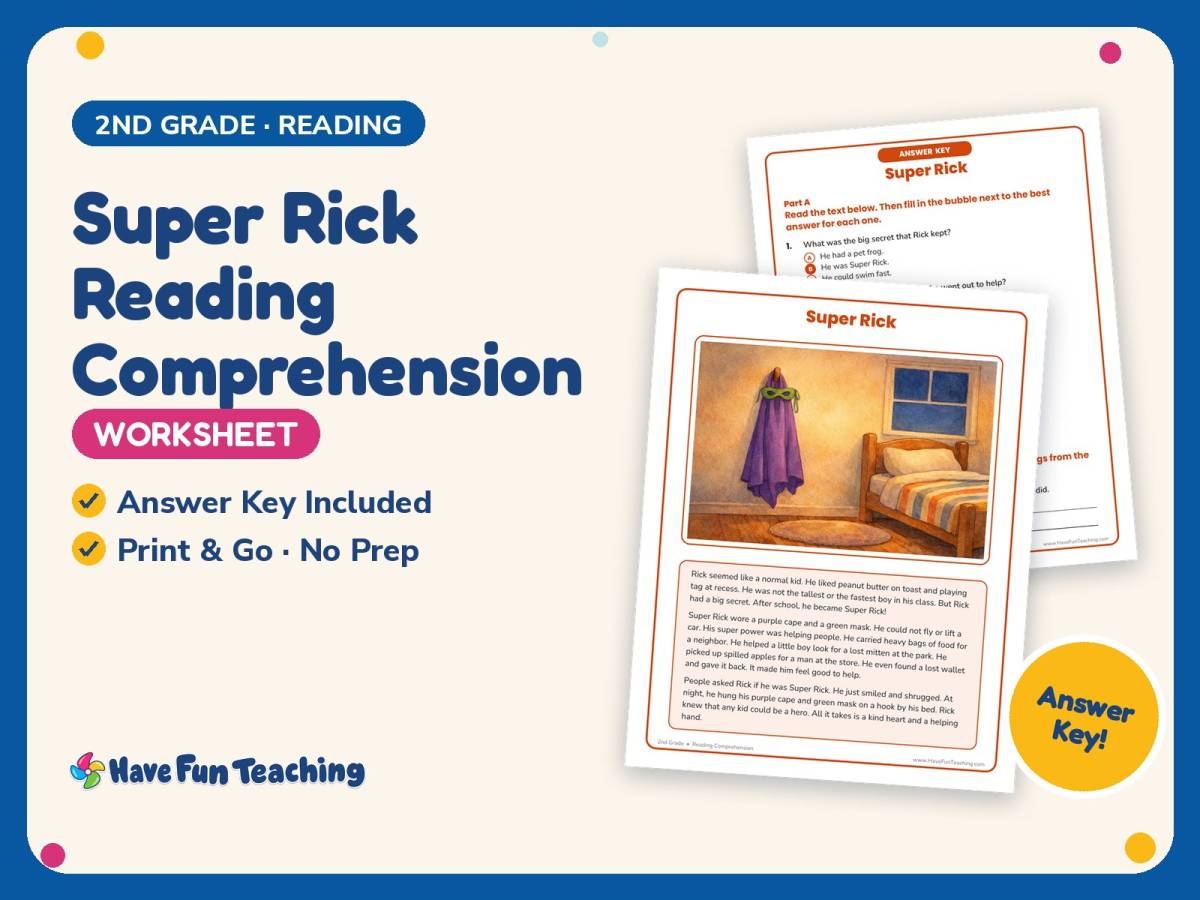 Super Rick Reading Comprehension Worksheet – 2nd Grade Practice preview