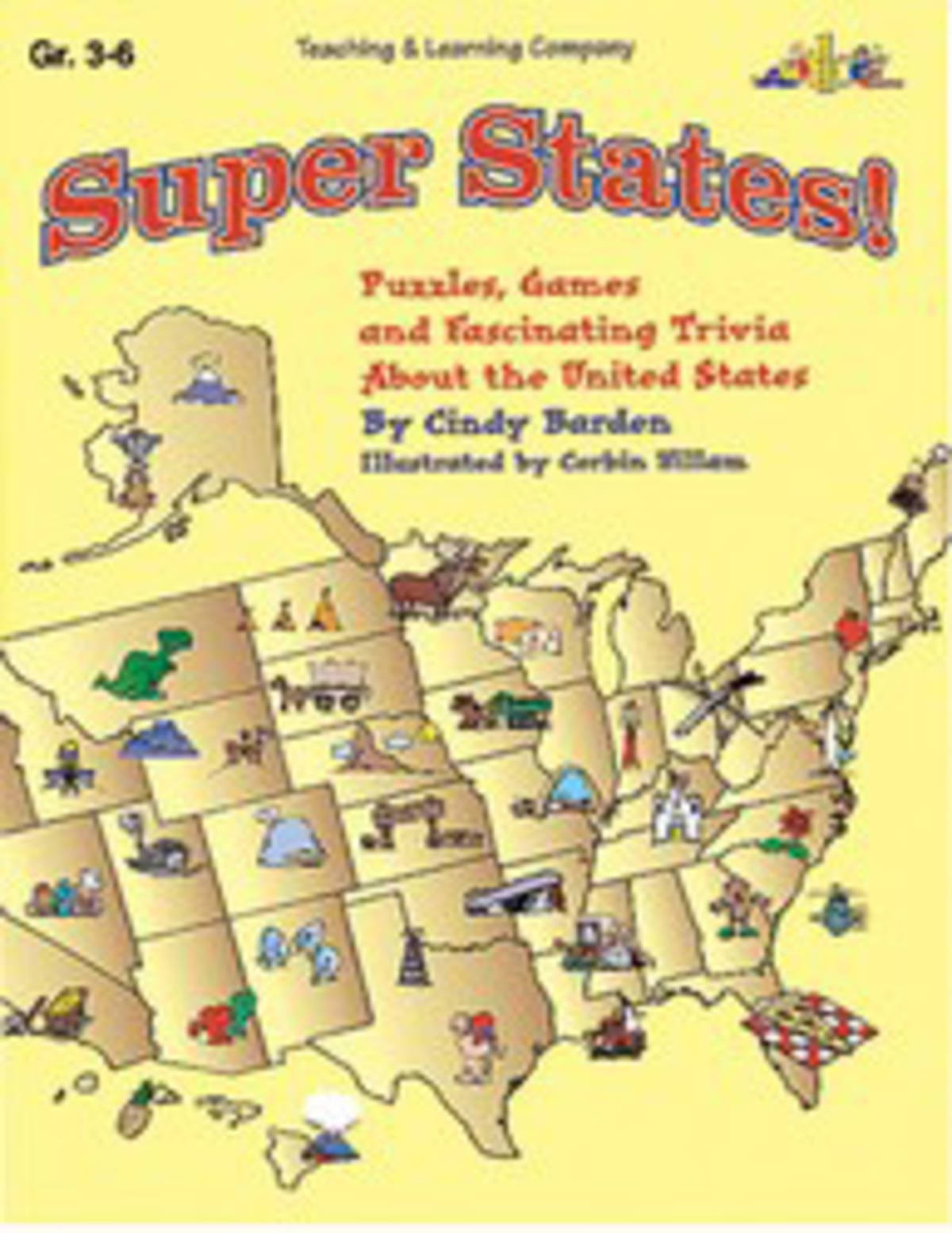 An educational teaching resource from Classroom Complete Press entitled Super States!: Puzzles, Games and Fascinating Trivia About the United States downloadable at Teach Simple.