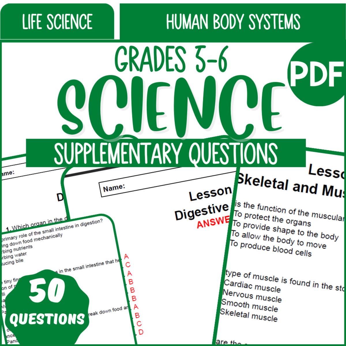An educational teaching resource from Cored Education entitled Supplementary Materials for Human Body Systems (PDF) downloadable at Teach Simple.
