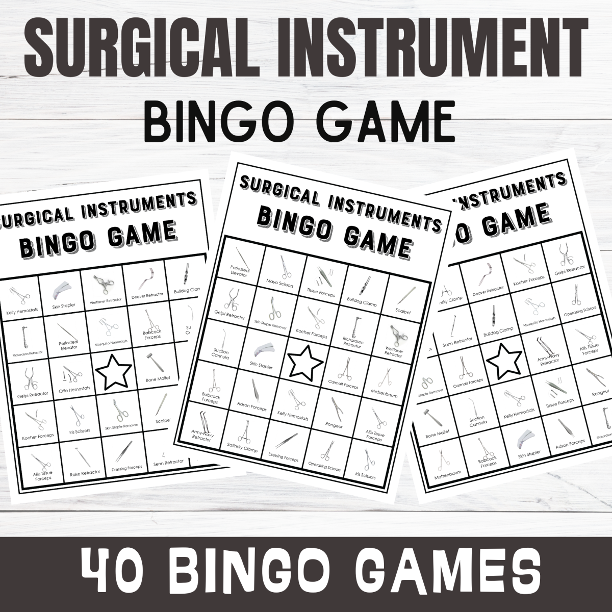 An educational teaching resource from Perfect_Printables entitled Surgical Instruments Bingo Game | Common Veterinary & Medical Tools downloadable at Teach Simple.
