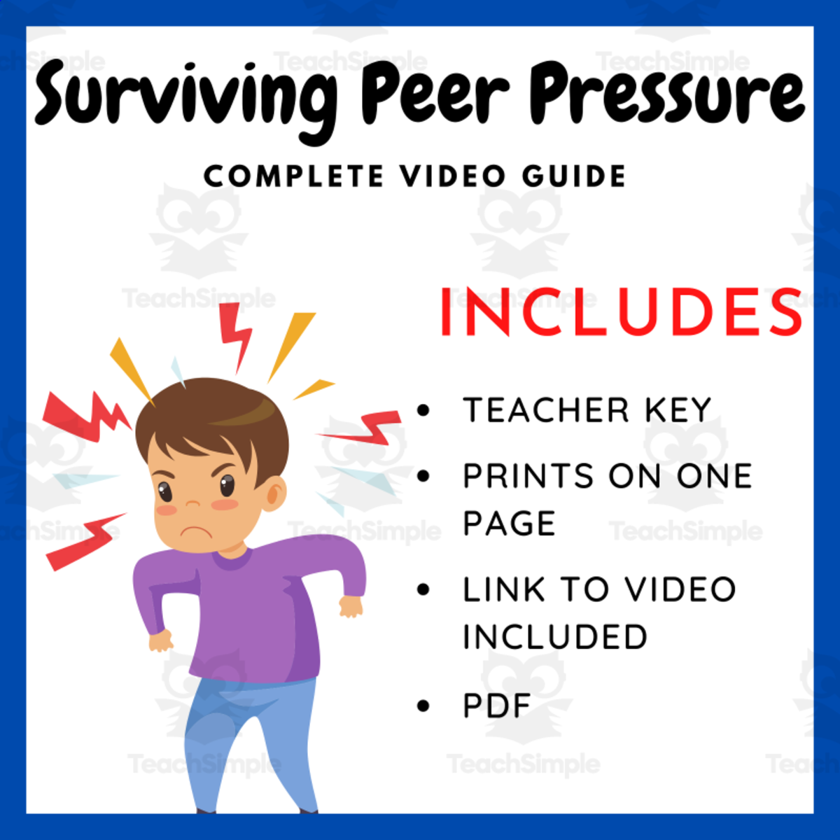 An educational teaching resource from EduPal Learning entitled Surviving Peer Pressure: Video Guide and Reflection Questions downloadable at Teach Simple.