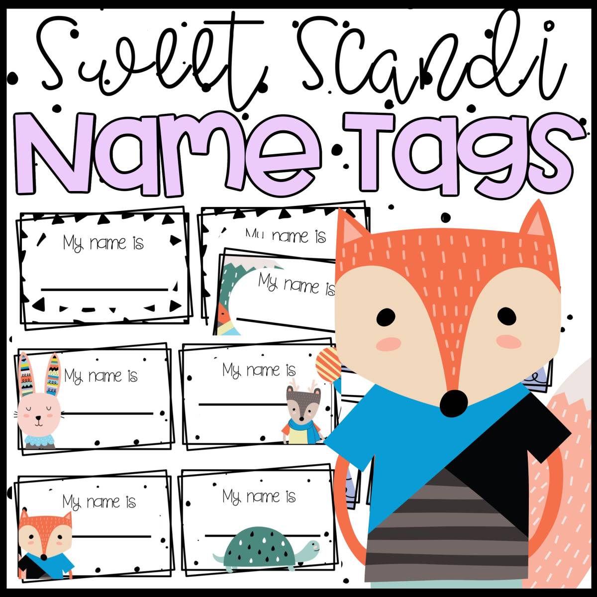 An educational teaching resource from The Simplistic Teacher entitled Sweet Scandinavian Modern Classroom Student Name Tags-Editable downloadable at Teach Simple.