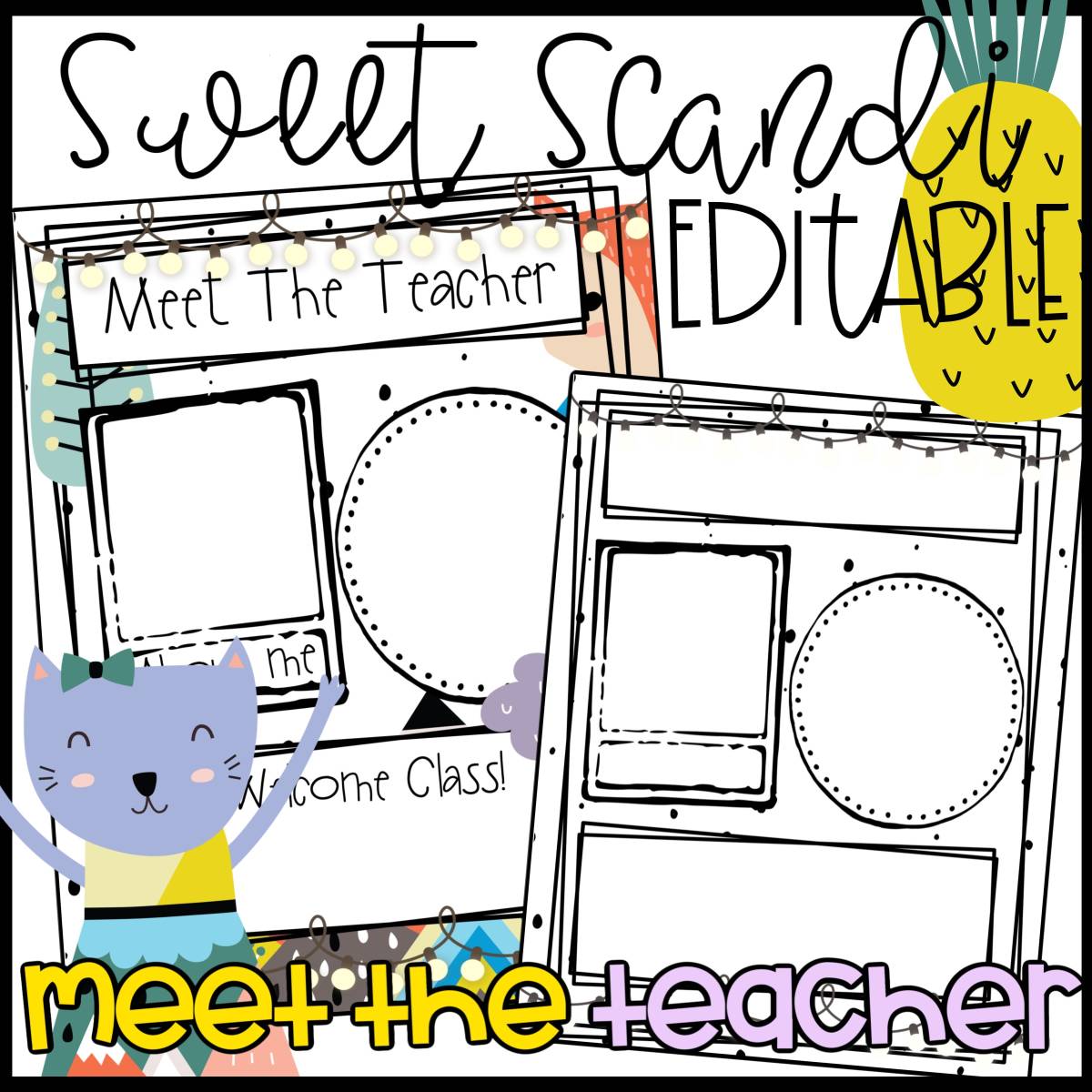 An educational teaching resource from The Simplistic Teacher entitled Sweet Scandinavian Modern Meet the Teacher-Editable downloadable at Teach Simple.