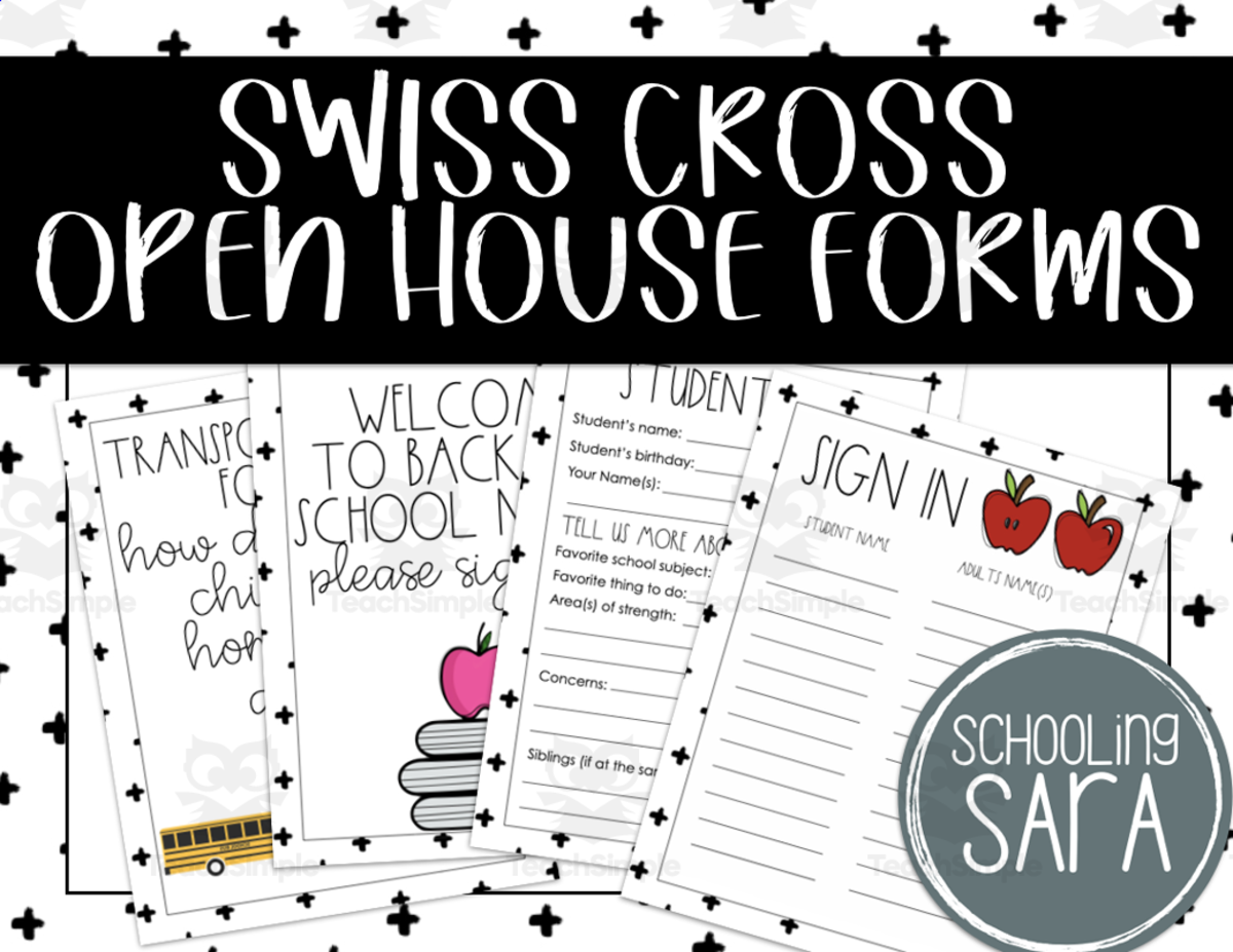 An educational teaching resource from SchoolingSara entitled Swiss Cross Open House Forms downloadable at Teach Simple.