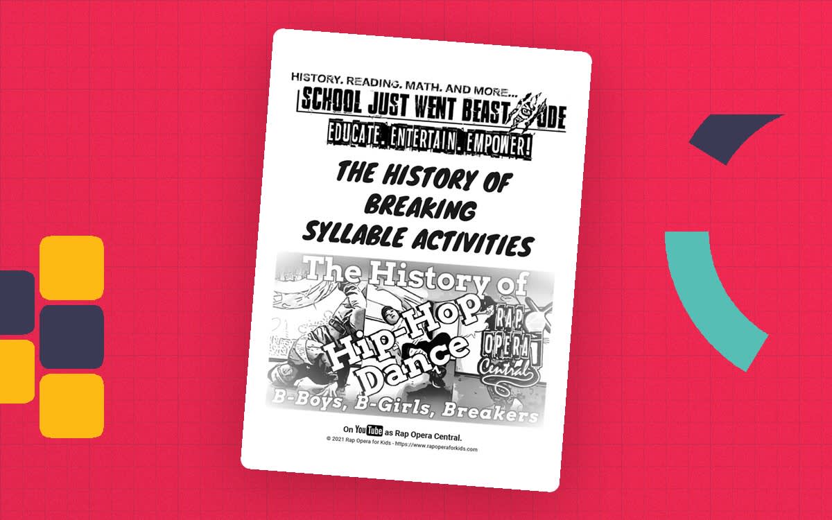 An educational teaching resource from Rap Opera for Kids! entitled Syllable Activities: The History of Hip Hop Dance | Nonfiction Passage with Questions downloadable at Teach Simple.