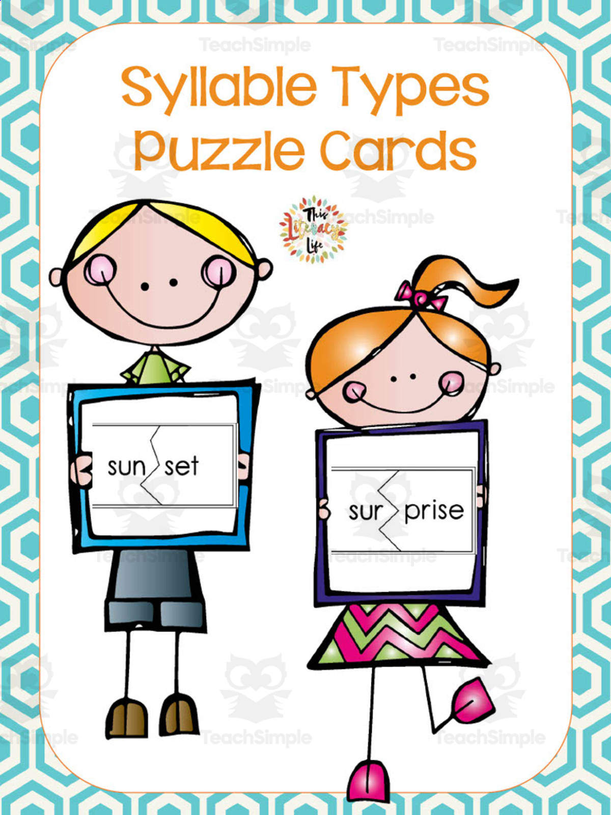 An educational teaching resource from Literacy Life entitled Syllable Puzzle Cards downloadable at Teach Simple.