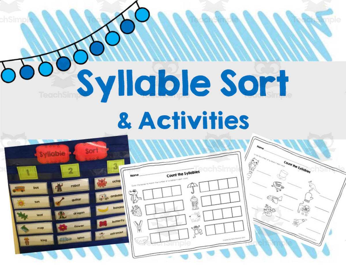 An educational teaching resource from Katie Maurice entitled Syllable Sort downloadable at Teach Simple.