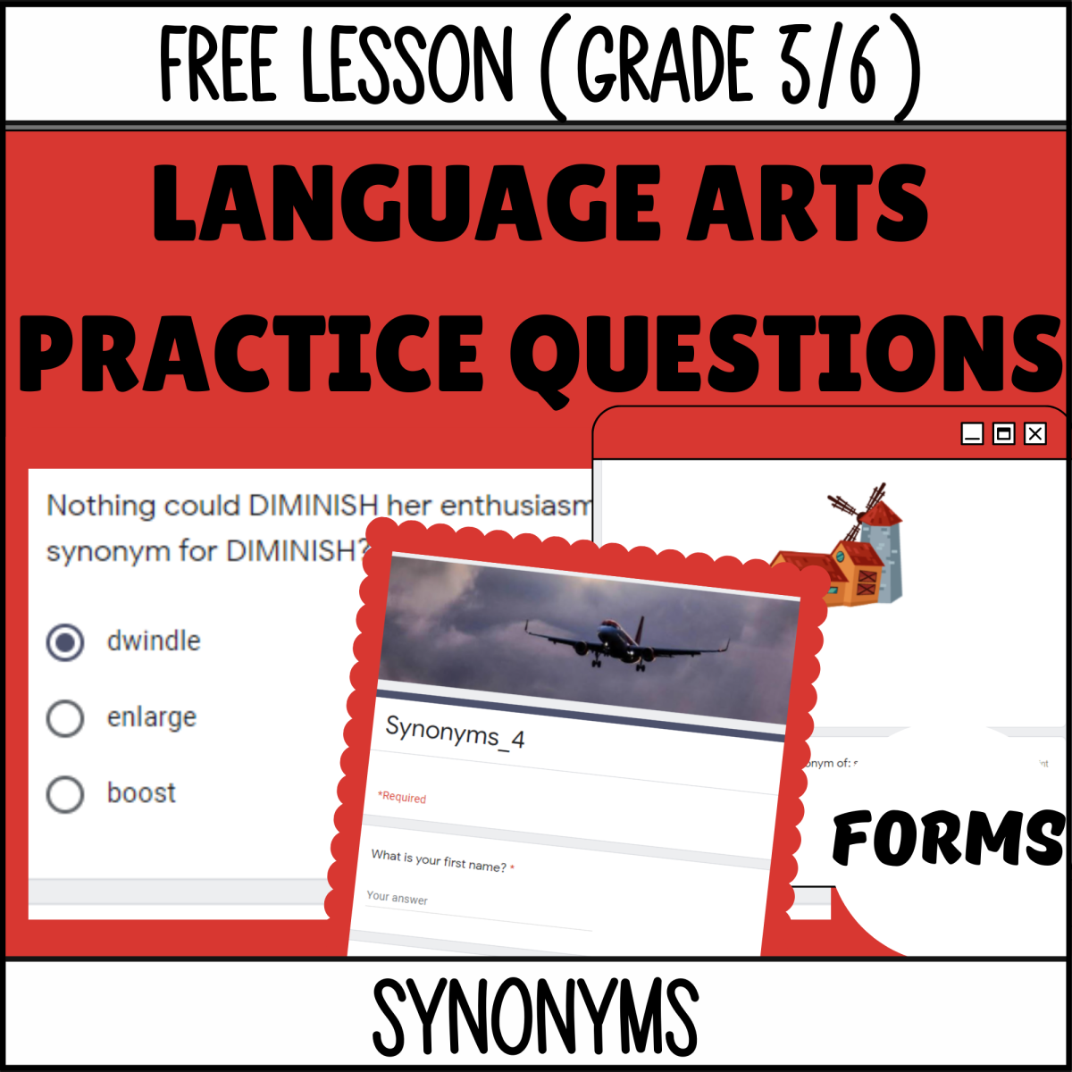 An educational teaching resource from Cored Education entitled Synonyms Sample Lesson - Vocabulary Grade 5-6 (Forms) downloadable at Teach Simple.