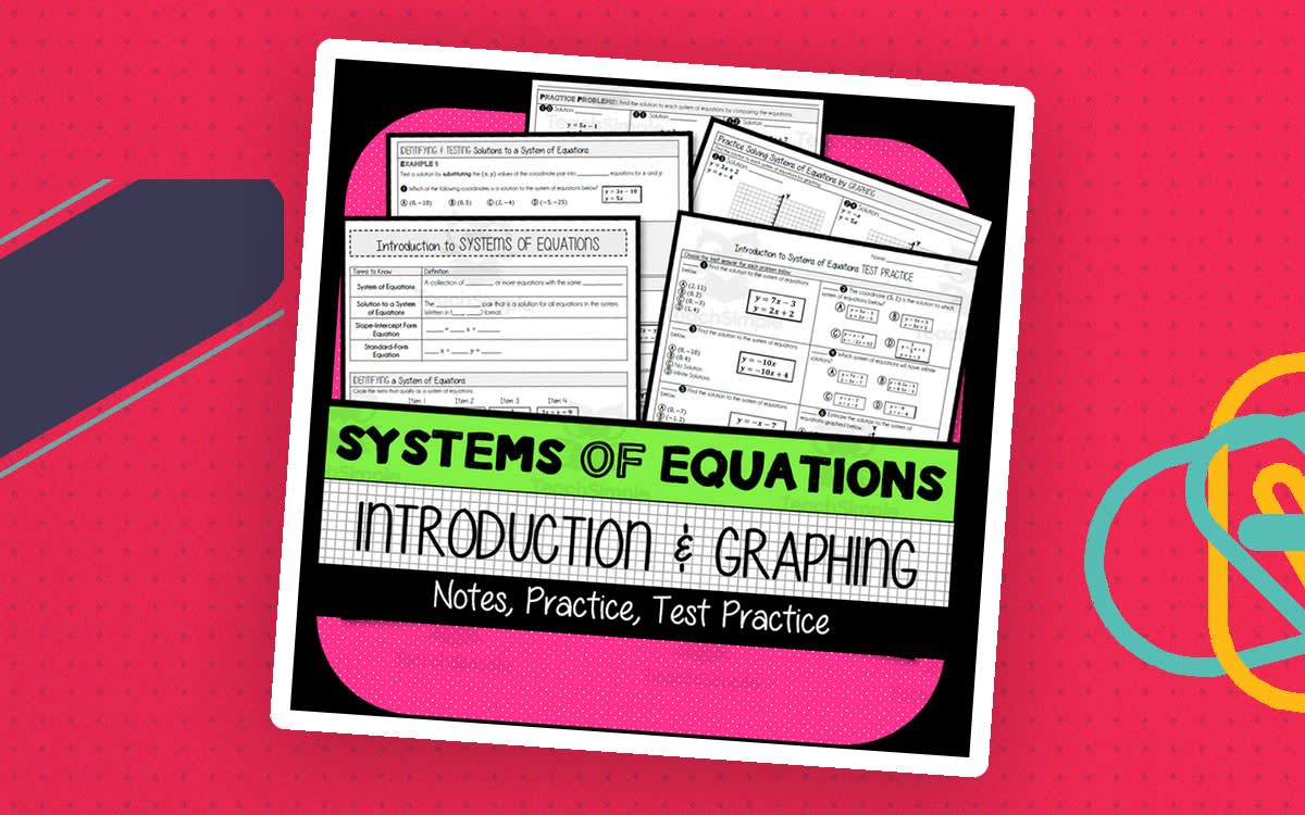 An educational teaching resource from The Math Cafe entitled Systems of Equations: Introduction & Graphing NOTES & PRACTICE downloadable at Teach Simple.