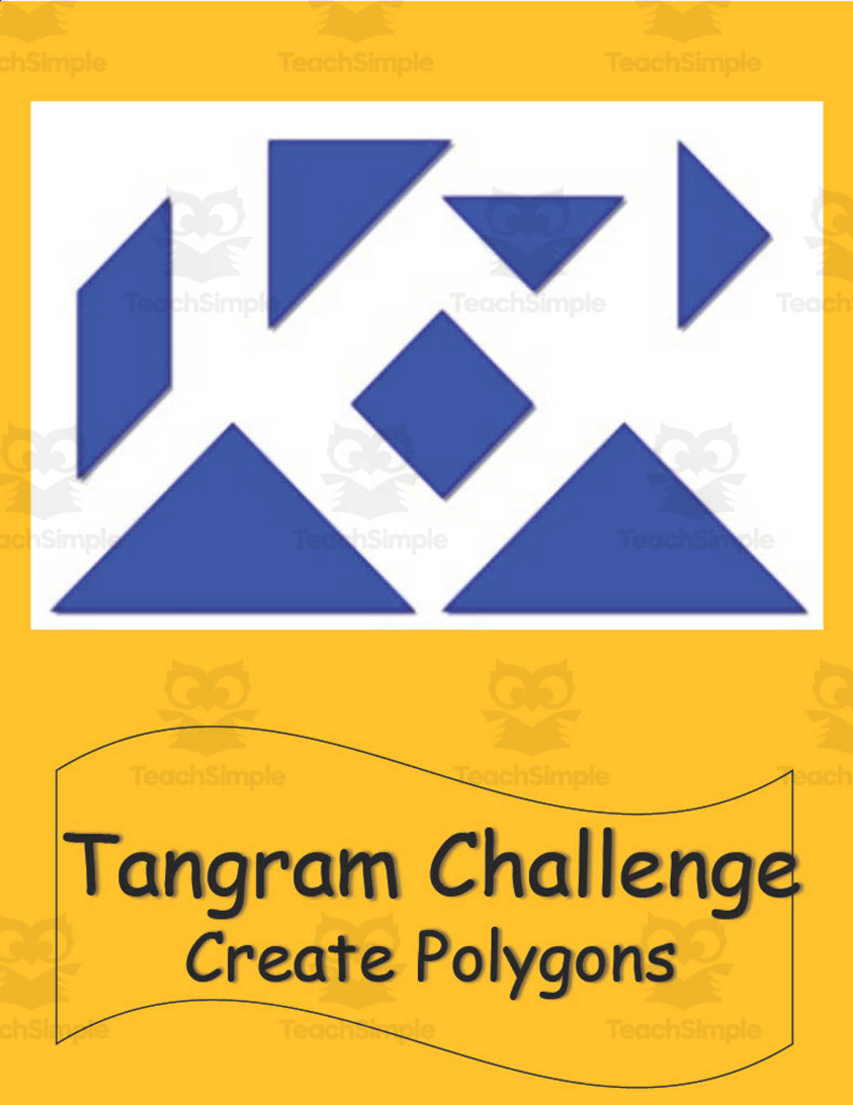 An educational teaching resource from Mister G's Teacher Shop entitled Tangram Polygon Challenge downloadable at Teach Simple.