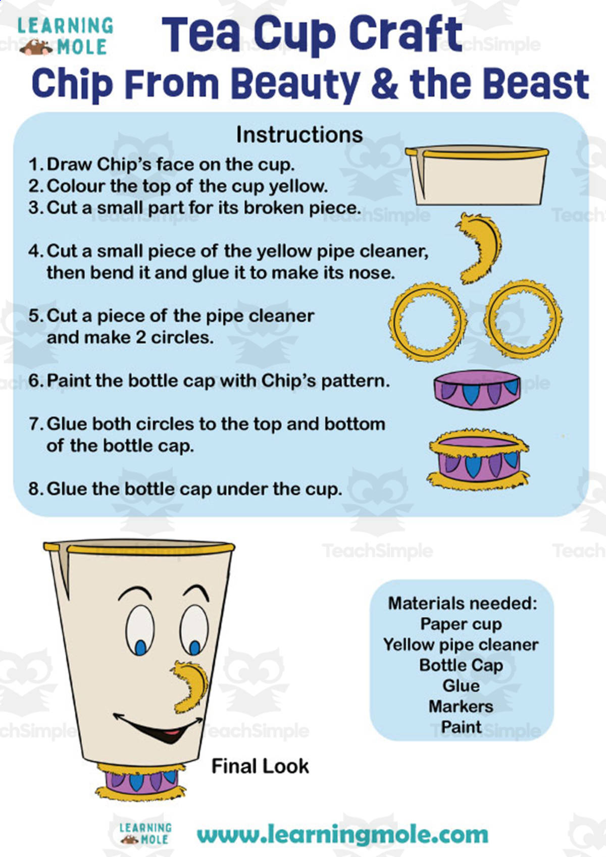 An educational teaching resource from Educational Voice entitled Tea Cup Craft downloadable at Teach Simple.
