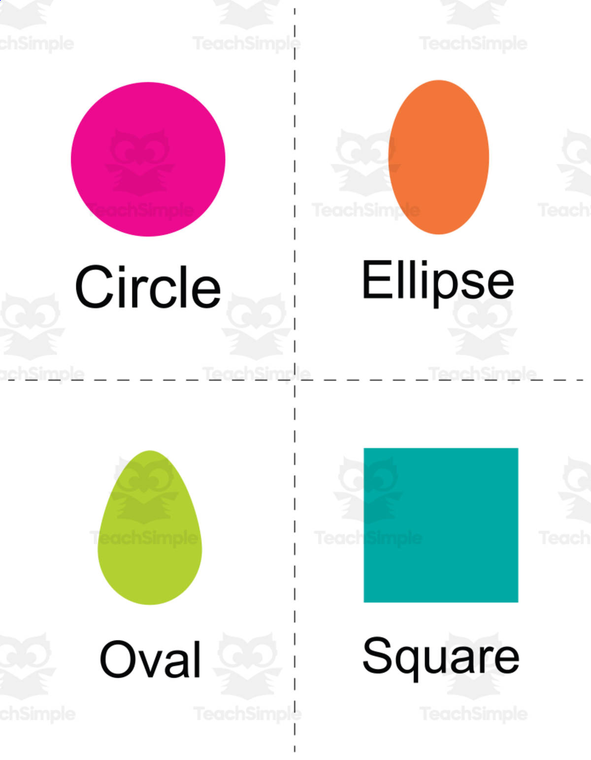 An educational teaching resource from Lamasat sarah LLC entitled Teach Shapes using Flash cards downloadable at Teach Simple.