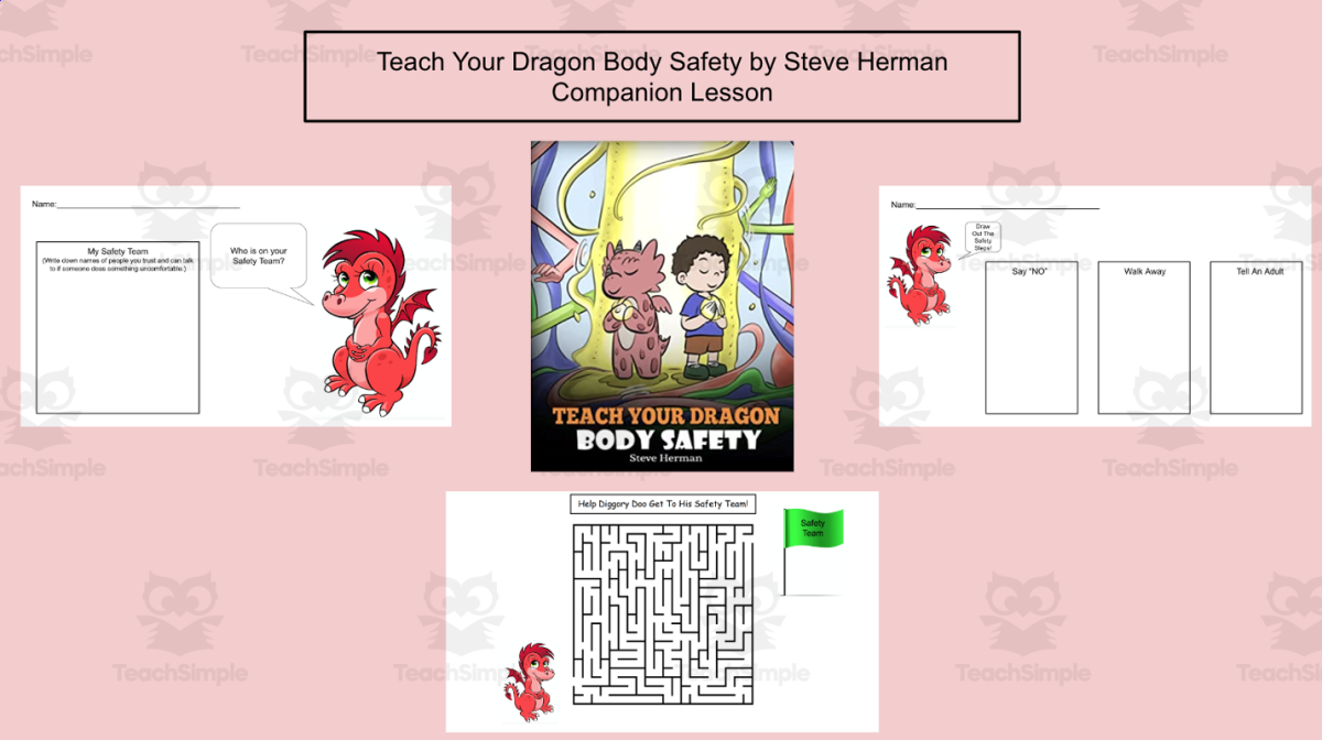 An educational teaching resource from Jennifer Moyer Taylor entitled Teach Your Dragon Body Safety by Steve Herman Companion Activities downloadable at Teach Simple.