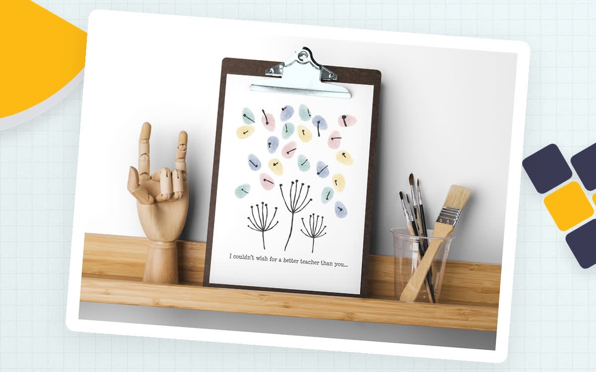 An educational teaching resource from Forever June Digital Design entitled Teacher Appreciation Gift – Thumbprint Art Card downloadable at Teach Simple.