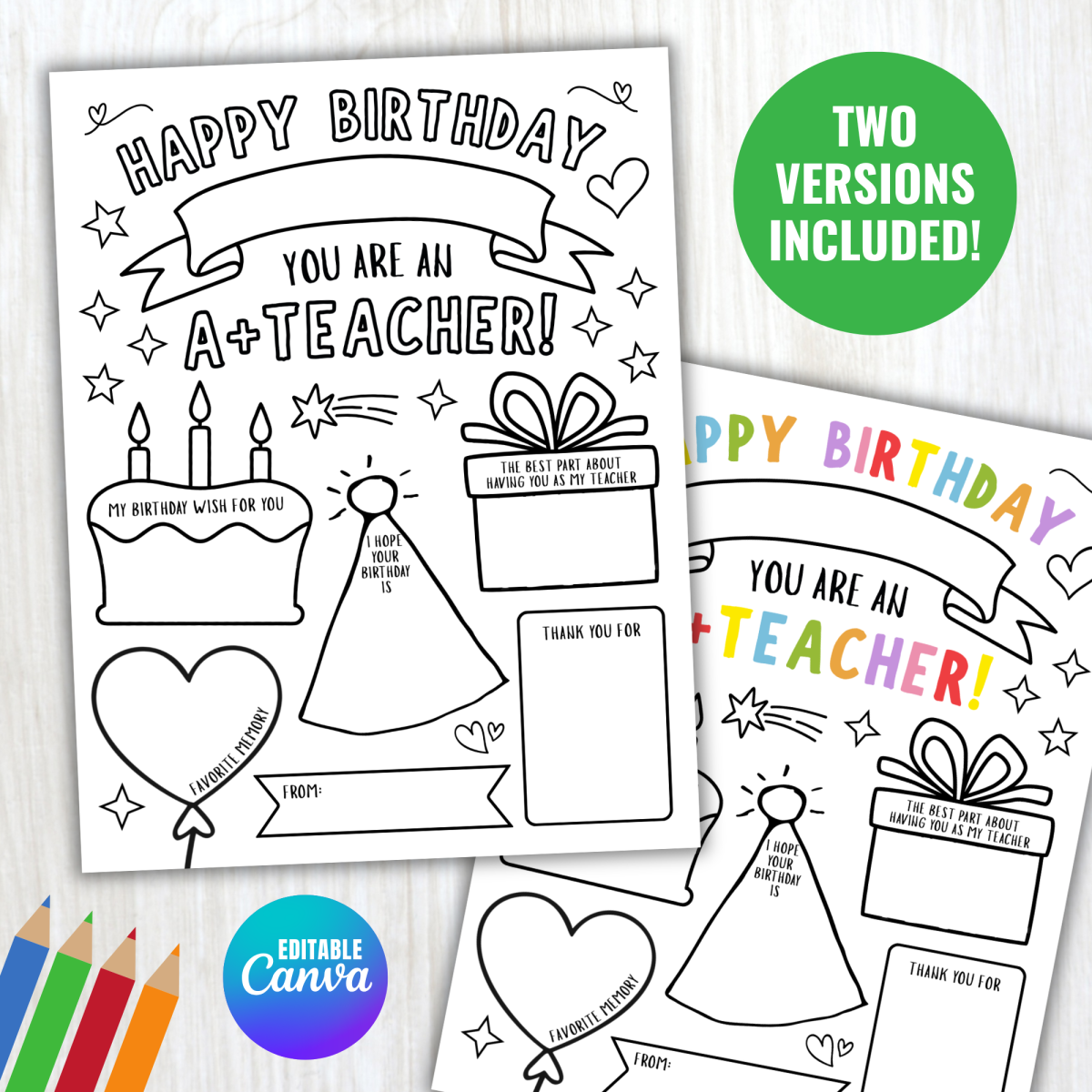 An educational teaching resource from screenzro entitled Teacher Birthday Card, Teacher Appreciation Birthday Card for Teachers downloadable at Teach Simple.