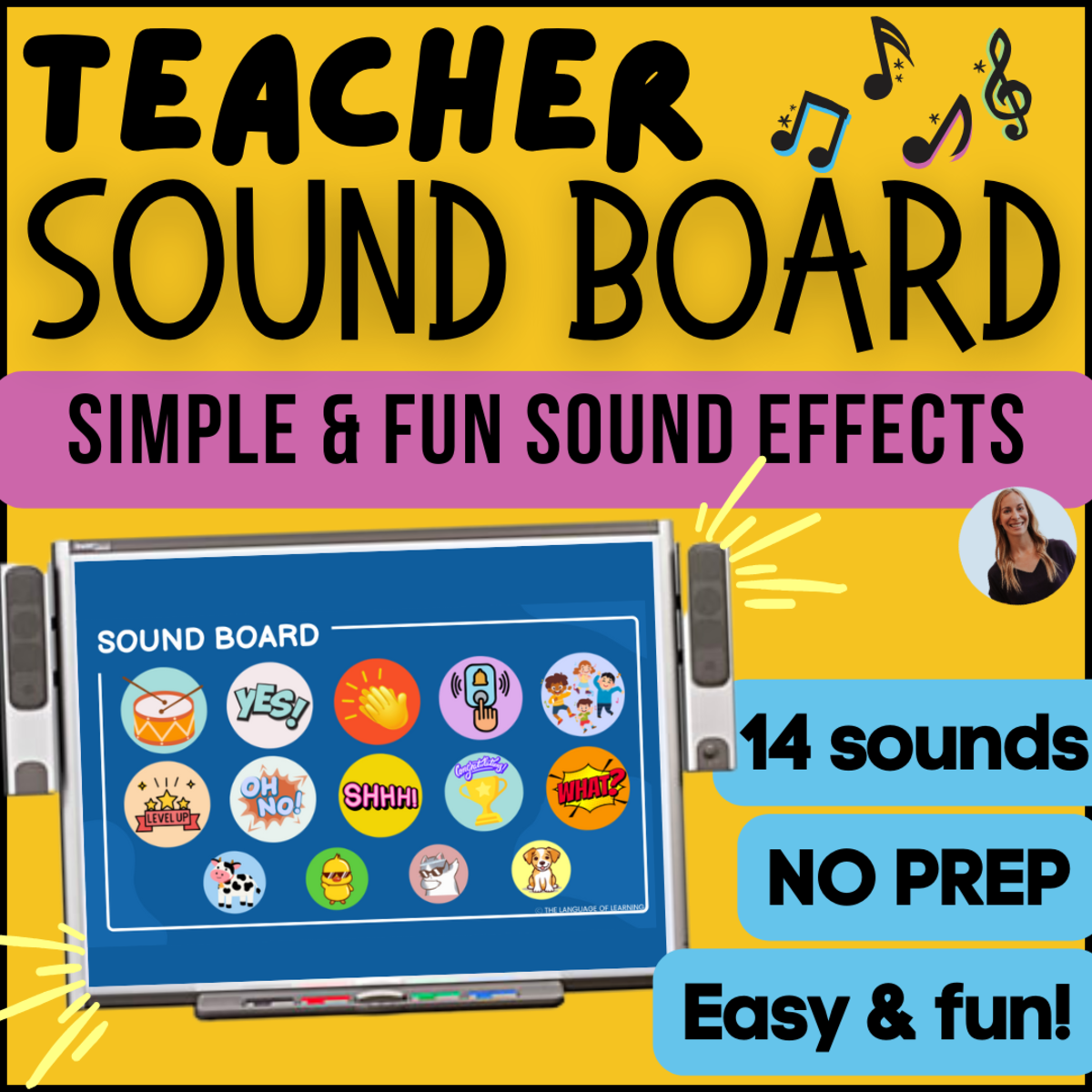An educational teaching resource from The Language of Learning entitled Teacher Sound Board | 14 Sound Effects for Fun Classroom Management downloadable at Teach Simple.
