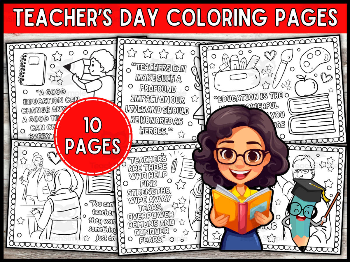 An educational teaching resource from Wonderland School entitled Teacher's Appreciation Week Coloring Pages For Kids downloadable at Teach Simple.