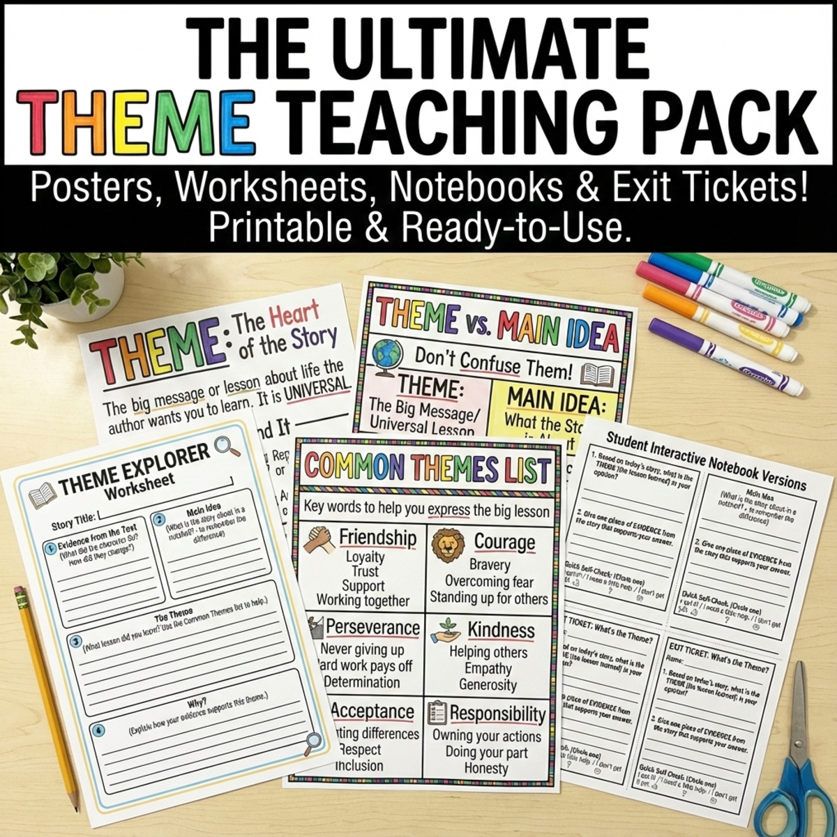 An educational teaching resource from the chocolate family entitled Teaching Theme vs. Main Idea: The Complete Reading Comprehension Toolk downloadable at Teach Simple.