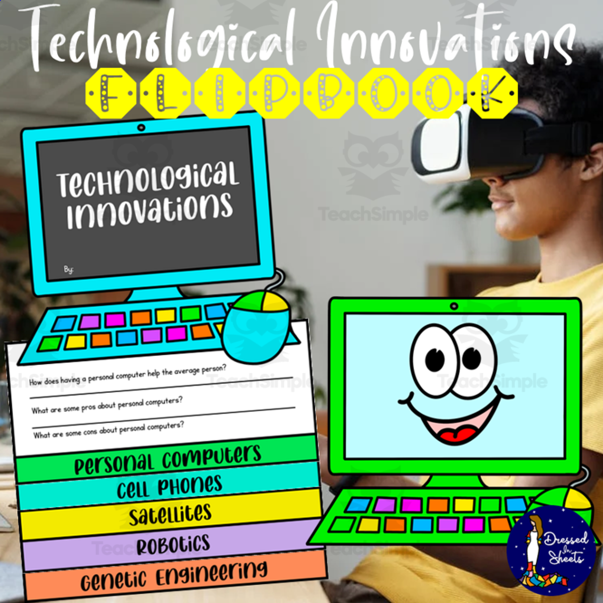 An educational teaching resource from Soumara Siddiqui entitled Technological Innovations Flipbook downloadable at Teach Simple.