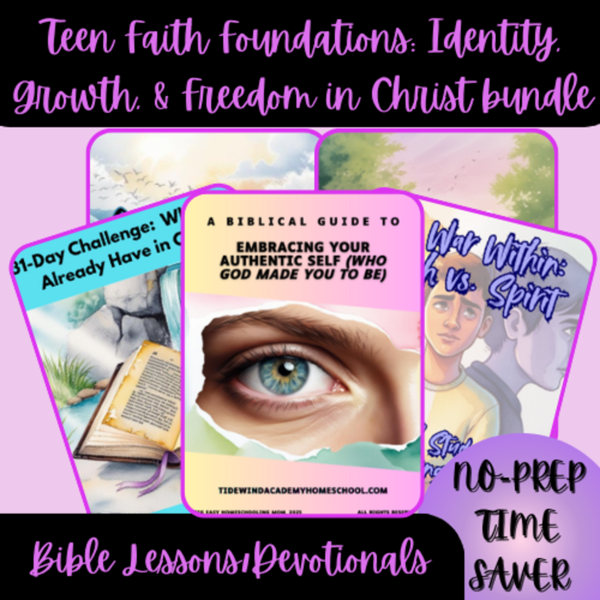 An educational teaching resource from Homeschool with Big Easy Homeschooling Mom entitled Teen Faith Foundations Identity Growth Freedom in Christ Bundle downloadable at Teach Simple.