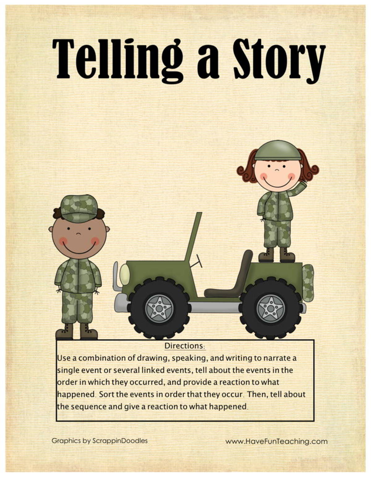 An educational teaching resource from Have Fun Teaching entitled Telling A Story Activity downloadable at Teach Simple.