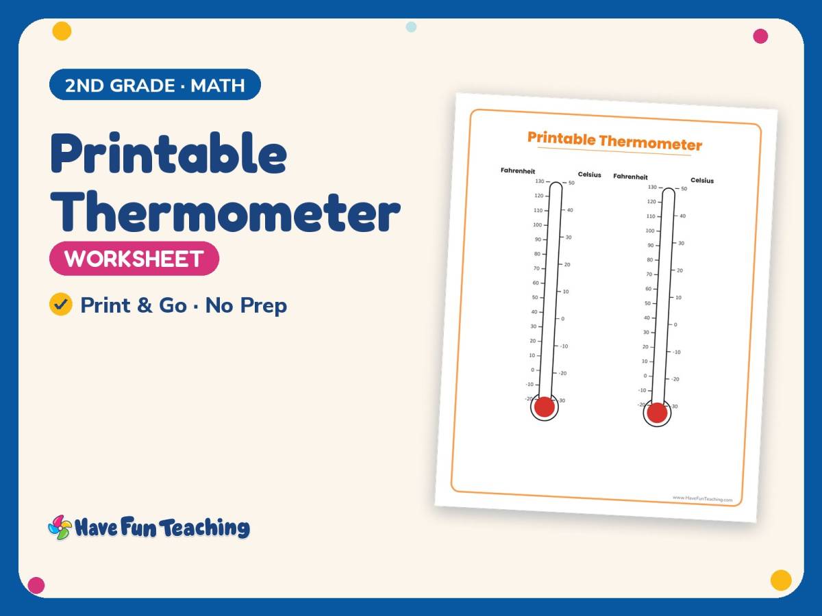 Temperature Worksheet: Printable Thermometer – 2nd Grade Weather preview