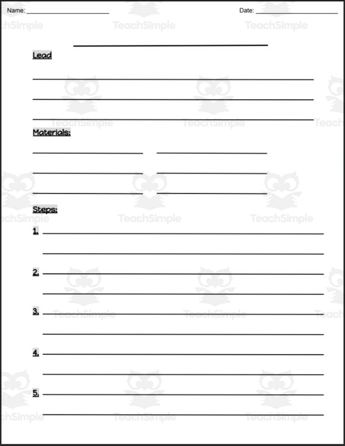 An educational teaching resource from Rodriguez's Resources entitled Template: How to downloadable at Teach Simple.