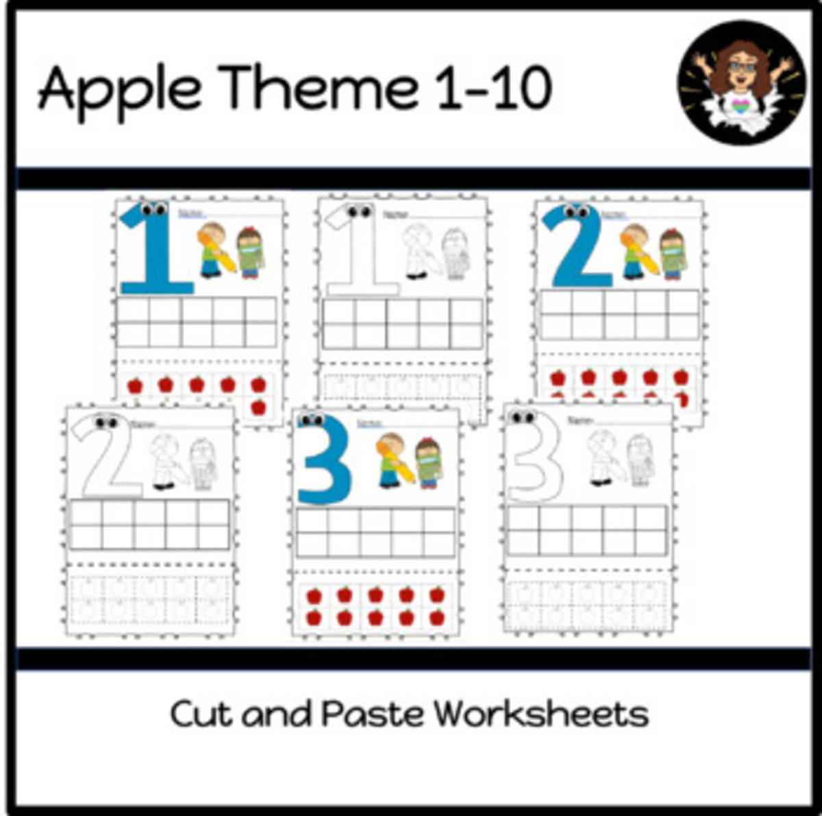 An educational teaching resource from My Kind of Crazy entitled Ten Frame, 1-10, Apple Theme, No Prep, Distance Learning, Worksheets downloadable at Teach Simple.
