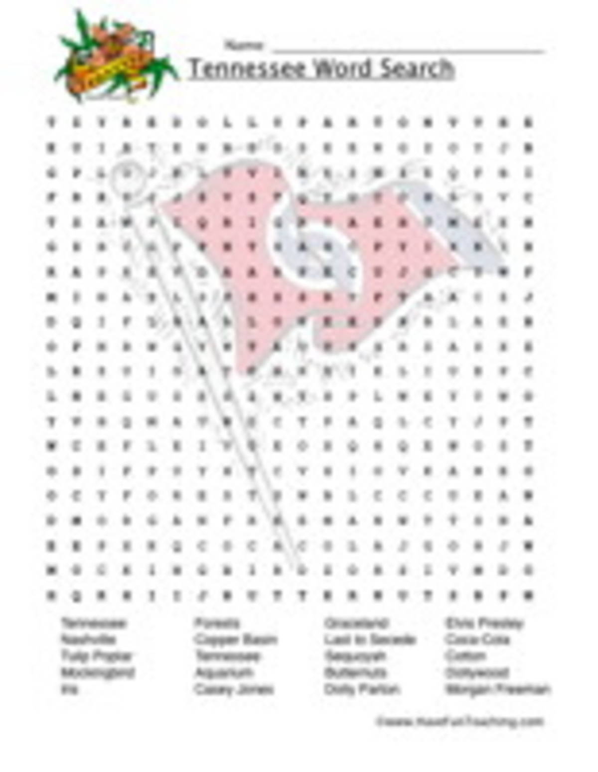 An educational teaching resource from Have Fun Teaching entitled Tennessee Word Search Worksheet downloadable at Teach Simple.