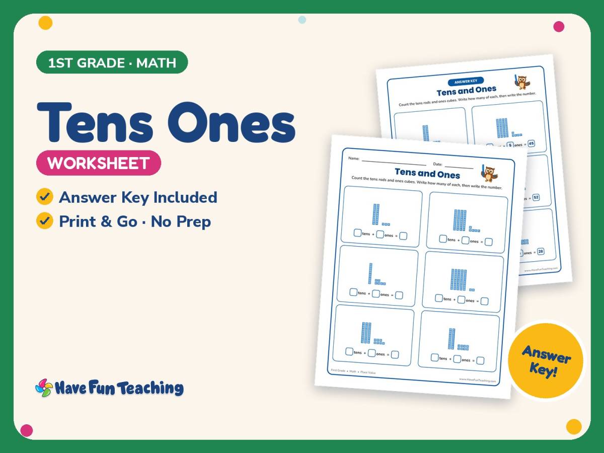 Tens Ones Worksheet – 1st Grade Base 10 & Place Value Practice preview