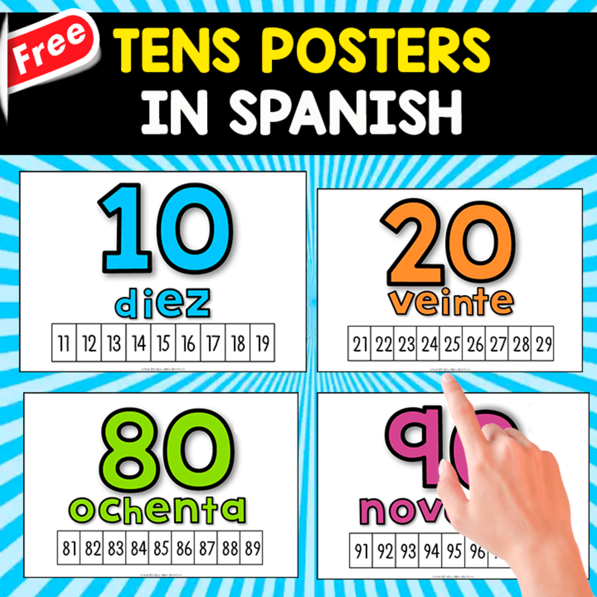An educational teaching resource from EDITORIAL LAURA EDUCA entitled TENS POSTERS | 10 FREE POSTERS | MATH RESOURCE IN SPANISH downloadable at Teach Simple.