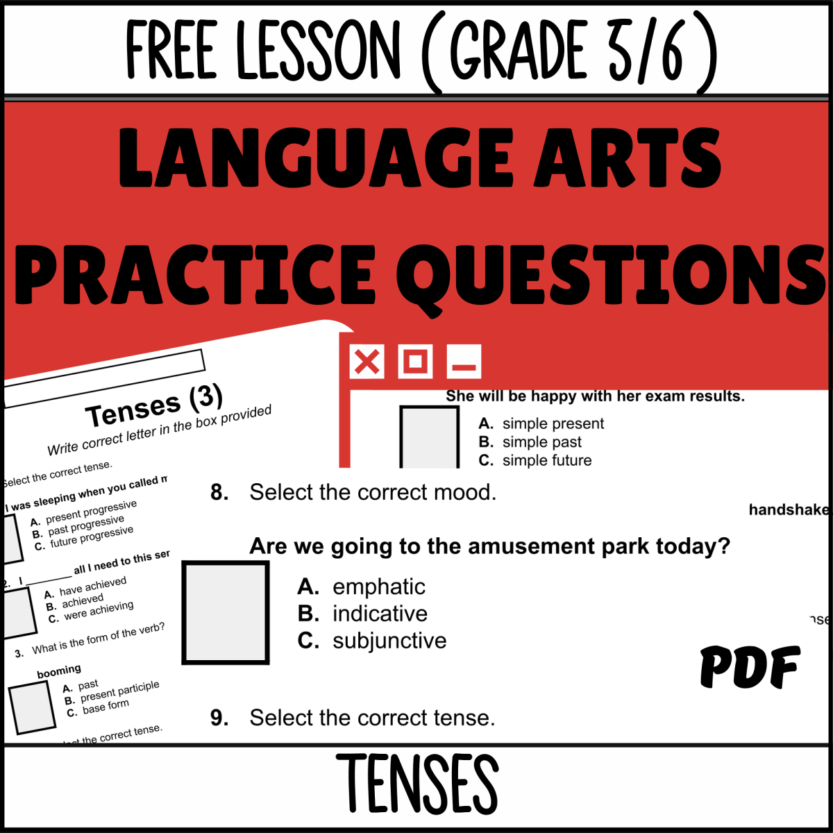An educational teaching resource from Cored Education entitled Tenses Sample Lesson - Grammar Grade 5-6 (PDF) downloadable at Teach Simple.