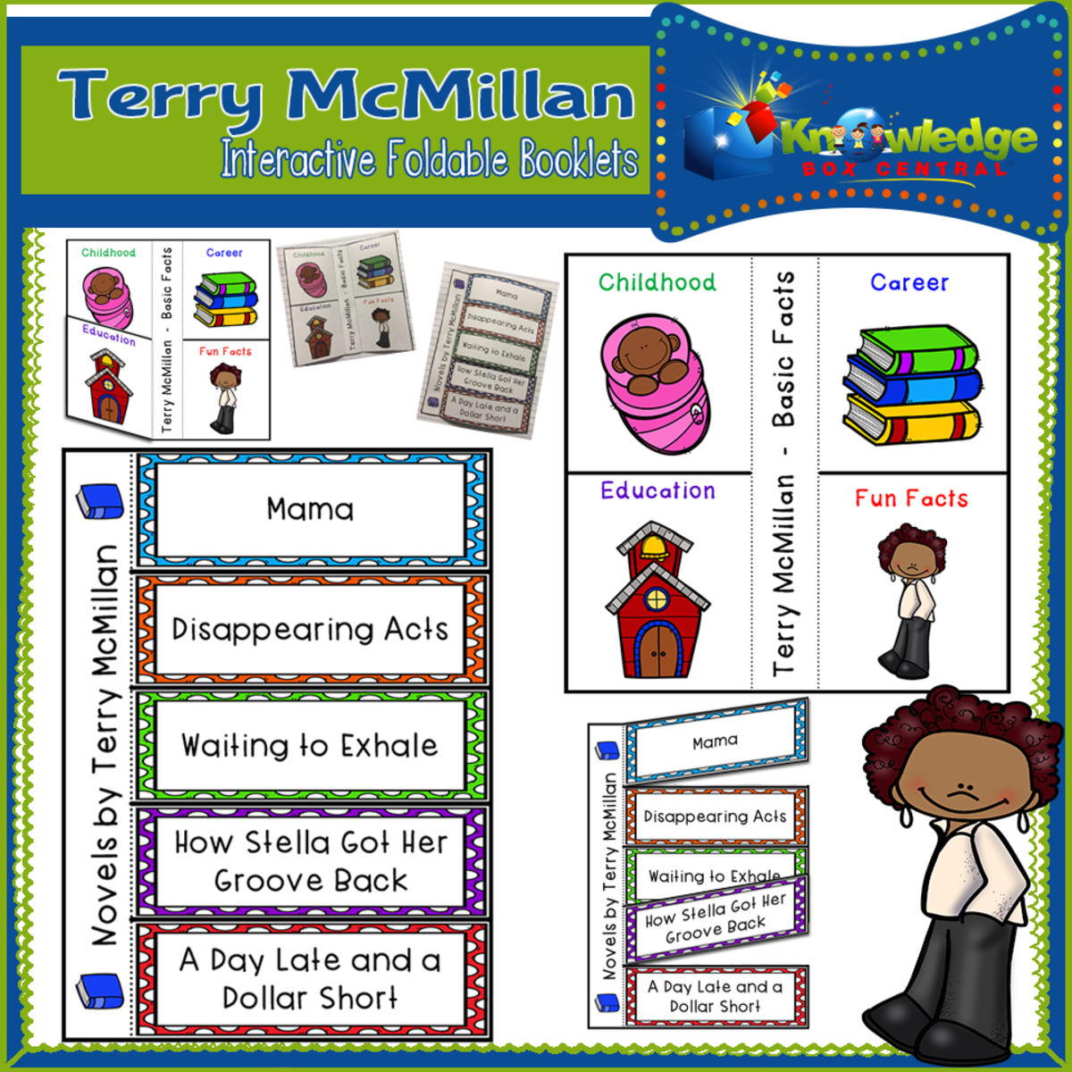 An educational teaching resource from Knowledge Box Central entitled Terry McMillan Interactive Foldable Booklets – EBOOK downloadable at Teach Simple.