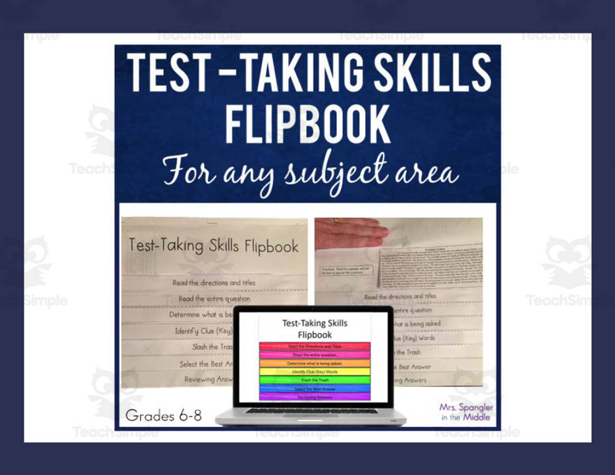 An educational teaching resource from Mrs. Spangler in the Middle entitled Test-Taking Skills Flipbook downloadable at Teach Simple.