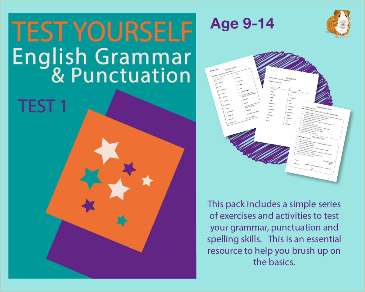 An educational teaching resource from Guinea Pig Education entitled Test Your English Grammar And Punctuation Skills: Test 1 (9-14 years) downloadable at Teach Simple.