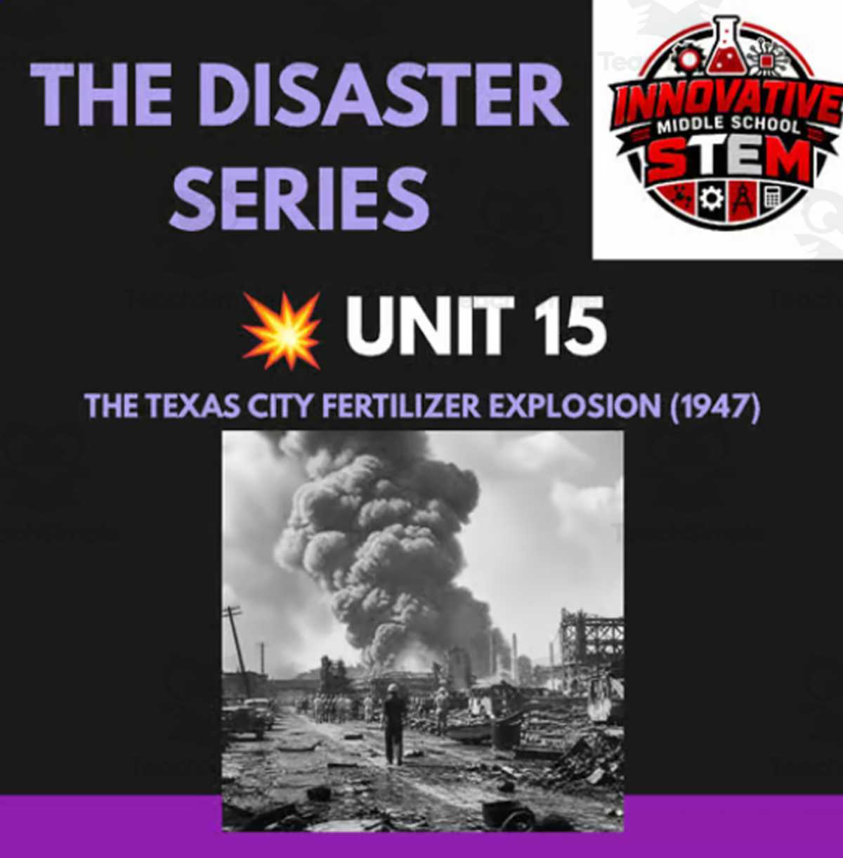 An educational teaching resource from Innovative Middle School STEM entitled Texas City Fertilizer Explosion STEM Case Study downloadable at Teach Simple.